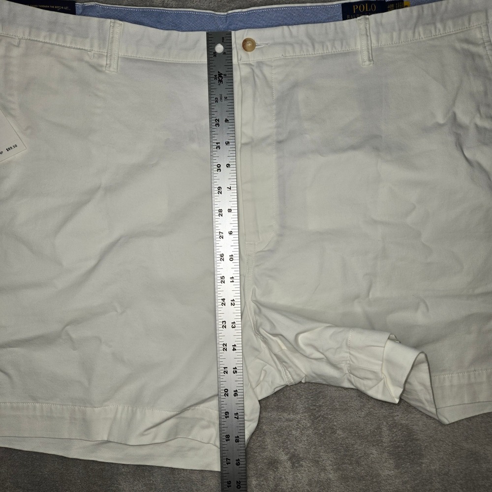 Polo Ralph Lauren Mens White Stretch Classic Fit Chino Shorts 48 NEW - Picture 9 of 11
